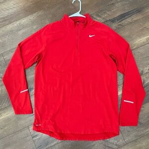 Nike Quarter-Zip Active Wear Long Sleeve Shirt Red